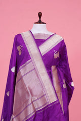 Purple Handloom Banarasi Saree with Meenakari Hansa Motifs