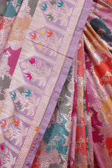 Lilac Katan Silk Banarasi Saree with Water Gold Zari Jaal work