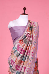 Lilac Katan Silk Banarasi Saree with Water Gold Zari Jaal work