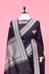 Black Katan Silk Banarasi Saree with Surabhi Motifs