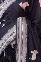 Black Katan Silk Banarasi Saree with Surabhi Motifs