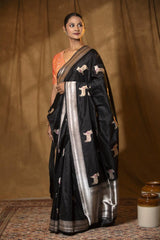 Black Katan Silk Banarasi Saree with Surabhi Motifs