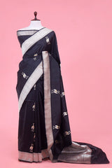 Banarasi Silk Saree, Banarasi saree, silk saree, black pichwai saree, saree for diwali, saree for wedding, saree for bhaidooj, Handloom saree
