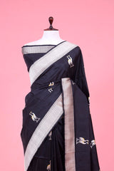 Black Handloom Banarasi Saree with Shuturmurg Motifs