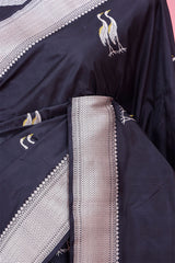 Black Handloom Banarasi Saree with Shuturmurg Motifs