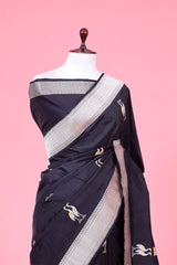 Black Handloom Banarasi Saree with Shuturmurg Motifs