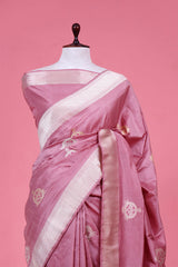 Mauve Kadhwa Woven Katan Silk Saree with Ethnic Motifs