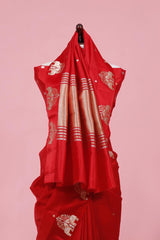 Red Handloom Banarasi Silk Saree with Hastin Motifs