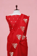 Red Handloom Banarasi Silk Saree with Hastin Motifs