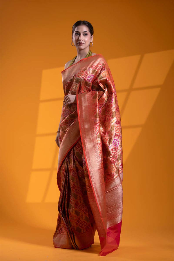 Banarasi Silk Saree, Banarasi saree, silk saree, red  saree, wedding saree, party wear saree​