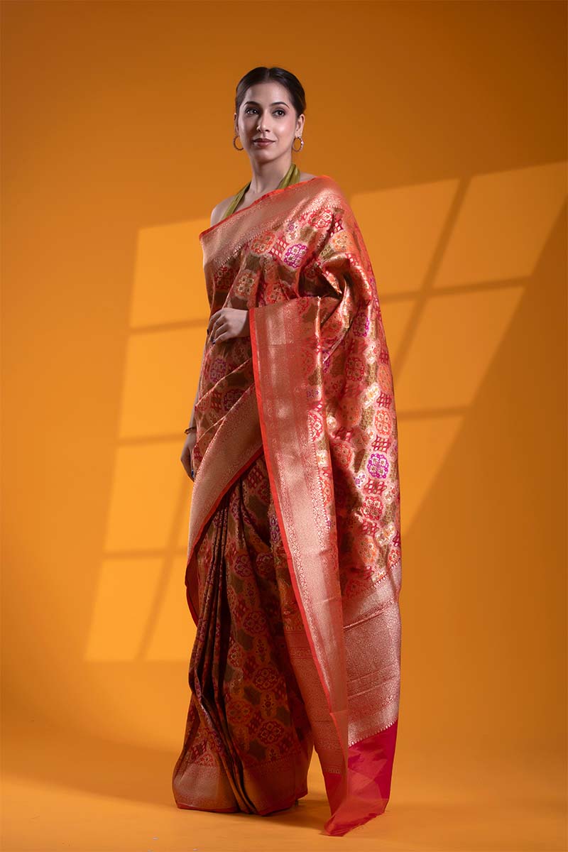 Banarasi Silk Saree, Banarasi saree, silk saree, red  saree, wedding saree, party wear saree​