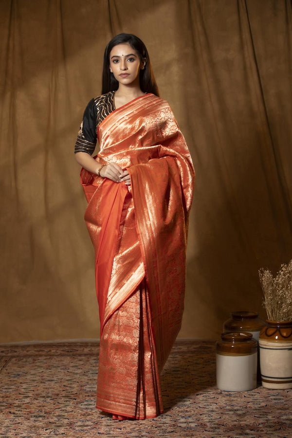 saree, orange saree, pichwai Saree, saree for wedding, silk saree for wedding, silk saree, saree fashion, traditional saree, bollywood saree, indian saree, handloom saree