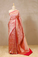 red saree, Banarasi Silk Saree, Banarasi saree, pure silk saree, wedding saree, party wear saree​