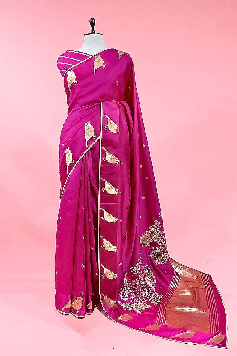 Banarasi Silk Saree, Banarasi saree, silk saree, pink saree,  saree for wedding, saree for festival