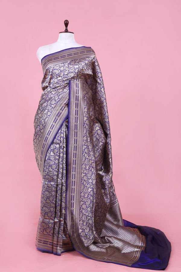 Banarasi Silk Saree, Banarasi saree, silk saree, blue saree, wedding saree, party wear saree​