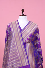 Purple Handloom Katan Silk Banarasi Saree with Shikargah Zari work