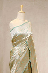 Pistachio Green Handloom Katan Silk Banarasi Saree with Shikargah Brocade Work