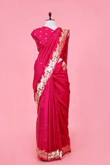 Pink Handloom Banarasi Puna Silk Saree with Gokul Motifs