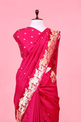 Pink Handloom Banarasi Puna Silk Saree with Gokul Motifs