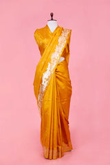 Yellow Handloom Banarasi Puna Silk Saree with Gokul Motifs