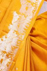 Yellow Handloom Banarasi Puna Silk Saree with Gokul Motifs