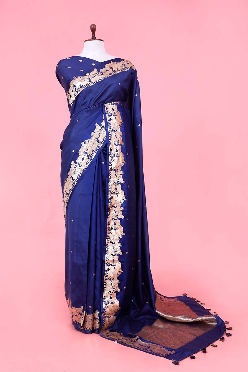 Banarasi Silk Saree, Banarasi saree, silk saree, Royal Blue saree, wedding saree, party wear saree​