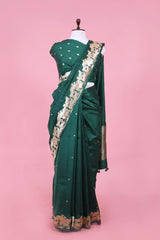 saree, green saree, Bottle Green Saree, wedding saree, bridal saree, silk saree for wedding, silk saree, saree fashion, traditional saree, bollywood saree, indian saree