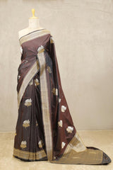 Banarasi Silk Saree, Banarasi saree, silk saree, Cocoa Brown saree, wedding saree, party wear saree​