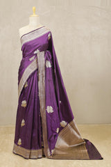 Banarasi Silk Saree, Banarasi saree, silk saree, deep purple saree, wedding saree, party wear saree​