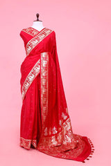 Banarasi Silk Saree, Banarasi saree, silk saree, red saree, wedding saree, party wear saree​