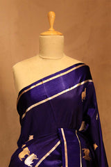 Royal Blue Banarasi Puna Silk Saree with Pichwai Aghanya Motifs