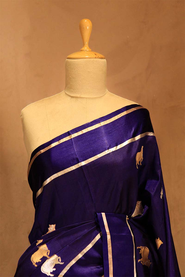 Royal Blue Banarasi Saree with Pichwai Aghanya Motifs