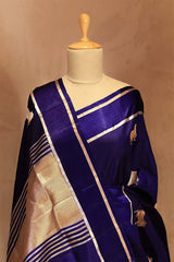 Royal Blue Banarasi Puna Silk Saree with Pichwai Aghanya Motifs