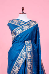 Teal Blue Banarasi Saree with Rajwada and Nartaki Motifs