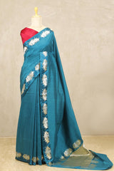 Banarasi Silk Saree, Banarasi saree, silk saree, Teal blue saree, wedding saree, party wear saree​