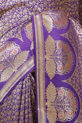 Purple Handloom Banarasi Saree with Gold Zari Meenakari Work