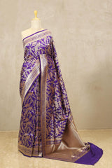 Banarasi Silk Saree, Banarasi saree, silk saree, purple saree, wedding saree, party wear saree​