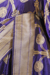 Deep Purple Banarasi Katan Silk Saree with Airavat Motifs