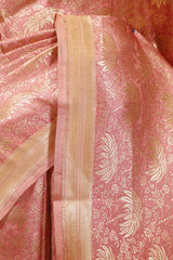 Peach Handloom Banarasi Katan Silk Saree with Coconut Floral Tree Jaal