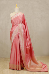 Banarasi Silk Saree, Banarasi saree, silk saree, Pink saree, wedding saree, party wear saree​