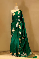 Banarasi Silk Saree, Banarasi saree, silk saree, bottle green saree, wedding saree, party wear saree​