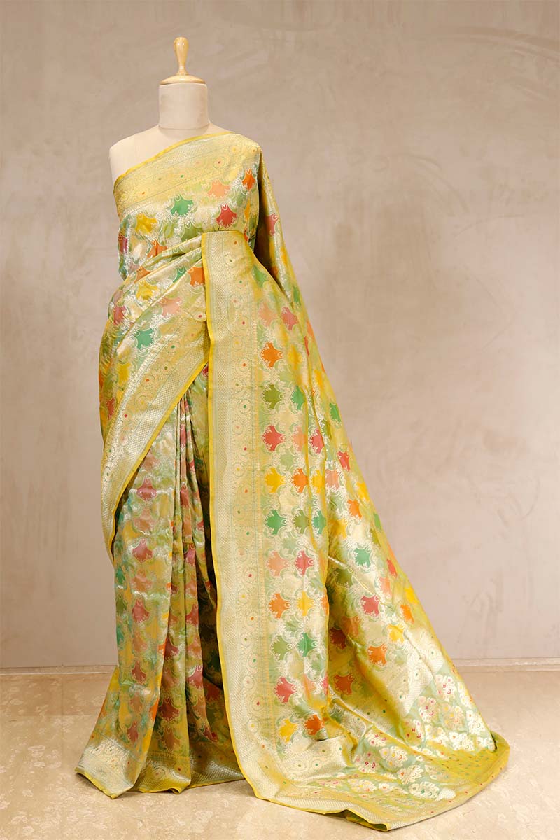 Green saree, Banarasi Silk Saree, Banarasi saree, pure silk saree, wedding saree, party wear saree​