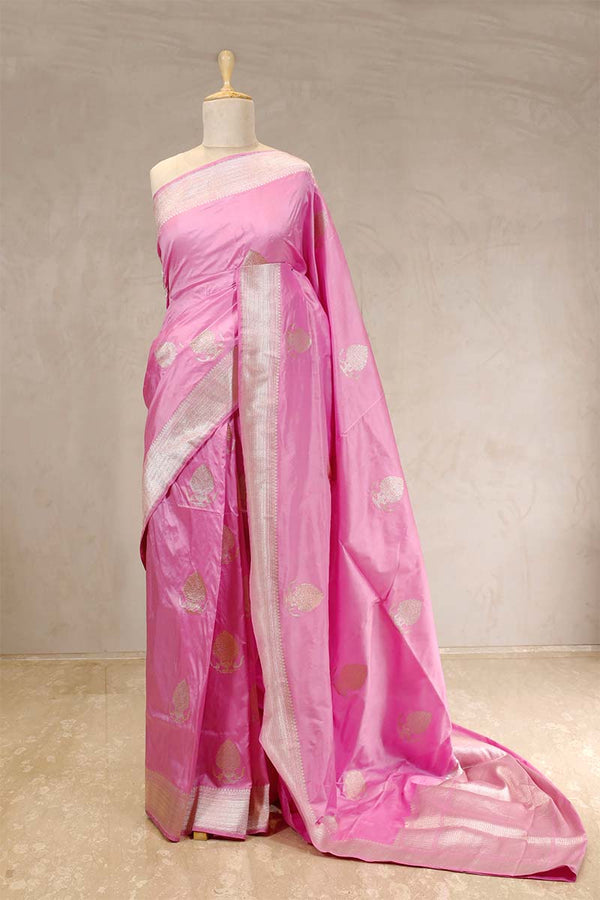 Baby pink saree, Banarasi Silk Saree, Banarasi saree, pure silk saree, wedding saree, party wear saree​