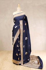 Navy Blue saree, Banarasi Silk Saree, Banarasi saree, pure silk saree, wedding saree, party wear saree​