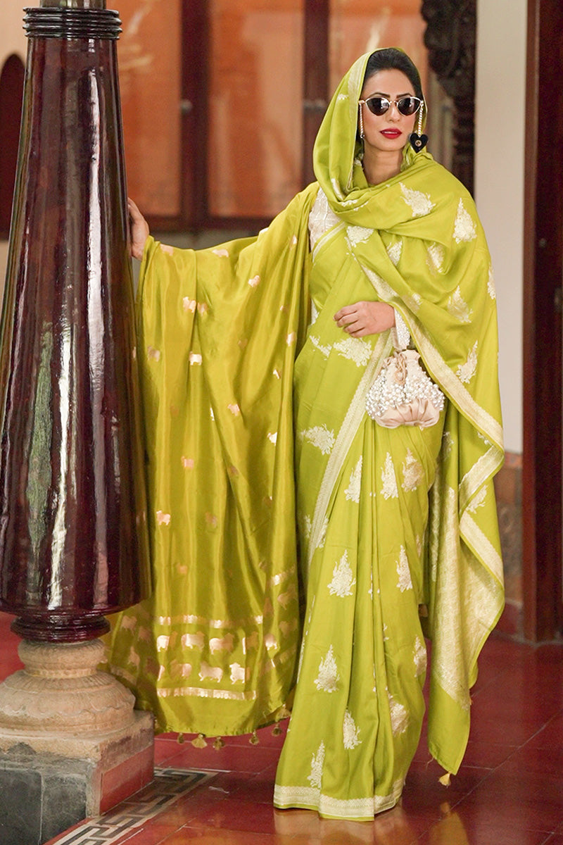 Green Banarasi Dupatta with Pichwai Motifs - Pavitra Sagar