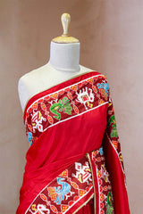 Nita Ambani Inspired Red Patola Saree with Radha-Krishna Embellished Blouse