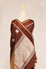 Brown Puna Silk Banarasi Saree with Pichwai Aghanya Motifs