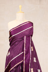 Purple Puna Silk Banarasi Saree with Pichwai Aghanya Motifs