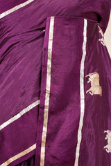 Purple Puna Silk Banarasi Saree with Pichwai Aghanya Motifs