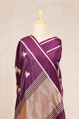 Purple Puna Silk Banarasi Saree with Pichwai Aghanya Motifs